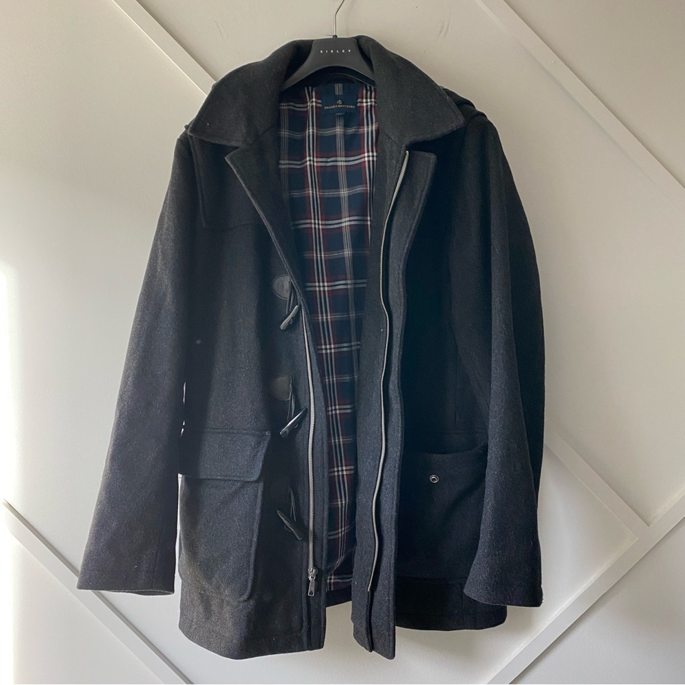 Brooks Brothers Wool Duffle Coat Men’s Large| Classic Toggle Hooded| Heritage